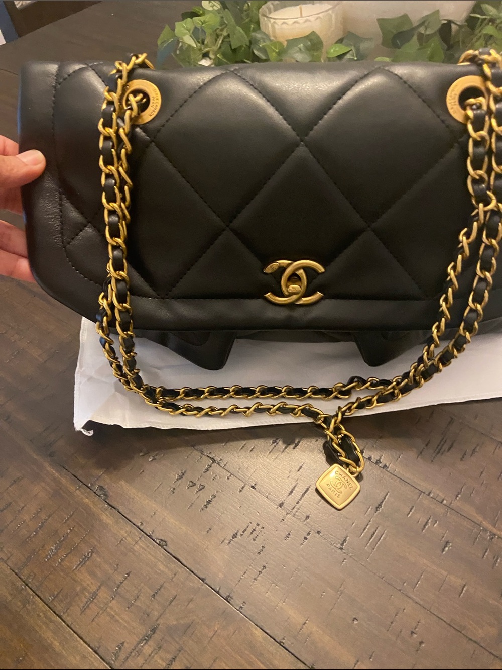 Chanel Black Quilted Shoulder Bag with Gold Chain